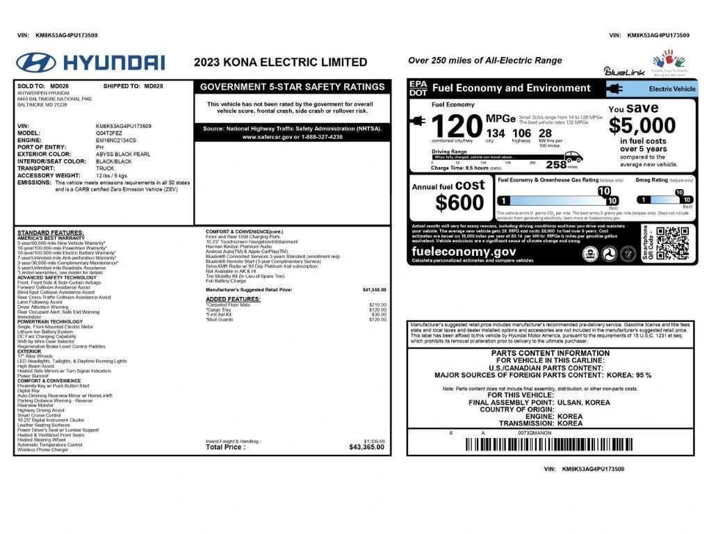 hyundai kona ev 2023 KM8K53AG4PU173509 image hyundai kona ev 2023 KM8K53AG4PU173509 image